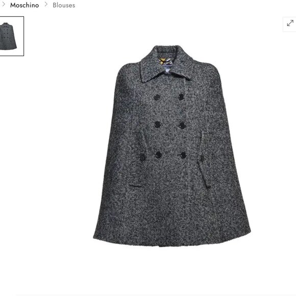 NWT original Moschino designer herringbone cape wool blend - Picture 10 of 10